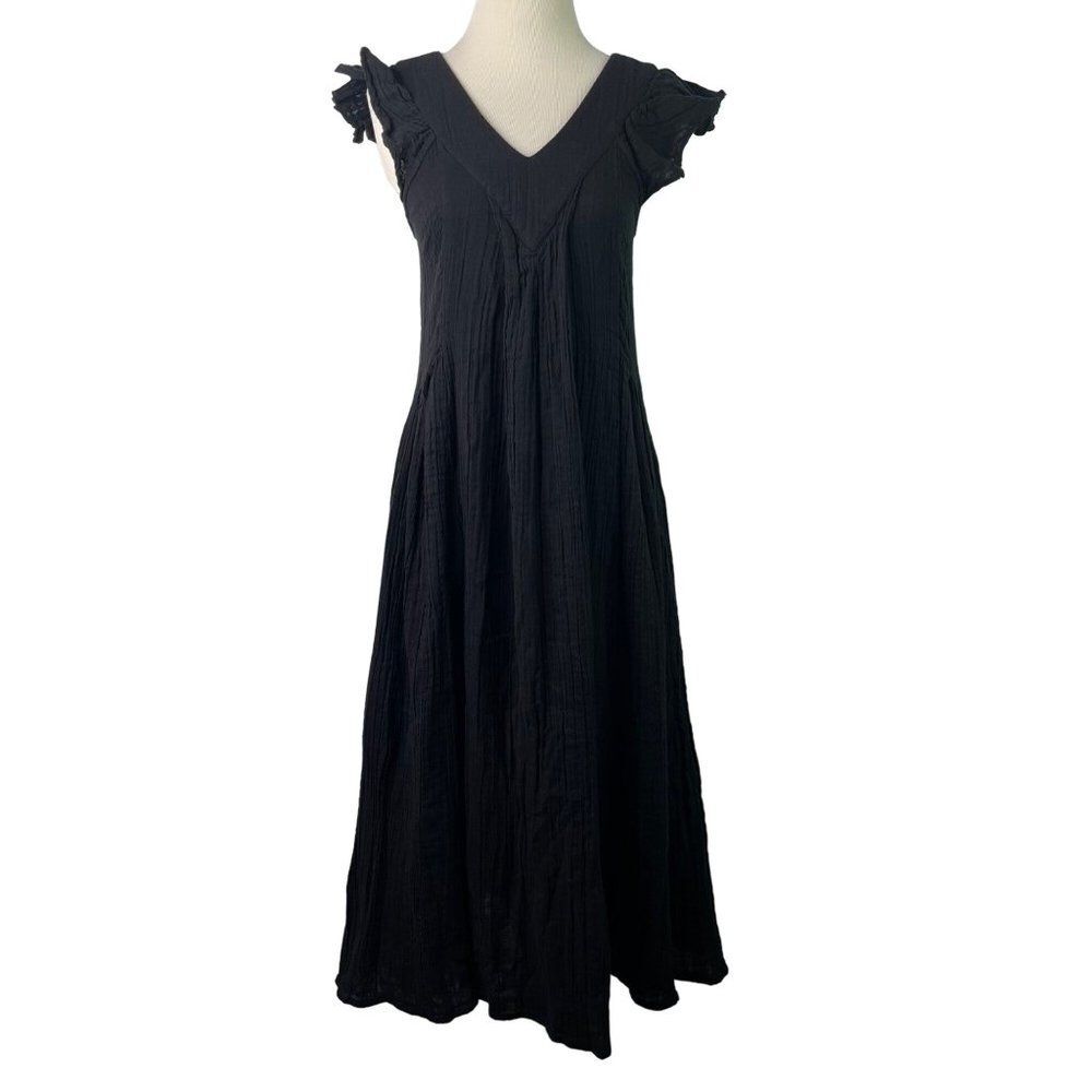 Mille Resort Travel Dress Resortwear Gauze Flutter Sleeve Maxi Minimalist XS